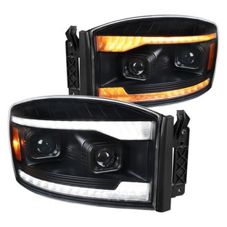 Spec-D® - Switchback LED Strips, Sequential Turn Signals Driver and Passenger Side Black Projector Headlights