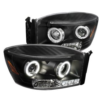 Spec-D® - Driver and Passenger Side Black Dual Halo Projector Headlights with Parking LEDs