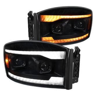 Spec-D® - Switchback LED Strips, Sequential Turn Signals Driver and Passenger Side Black/Smoke Projector Headlights