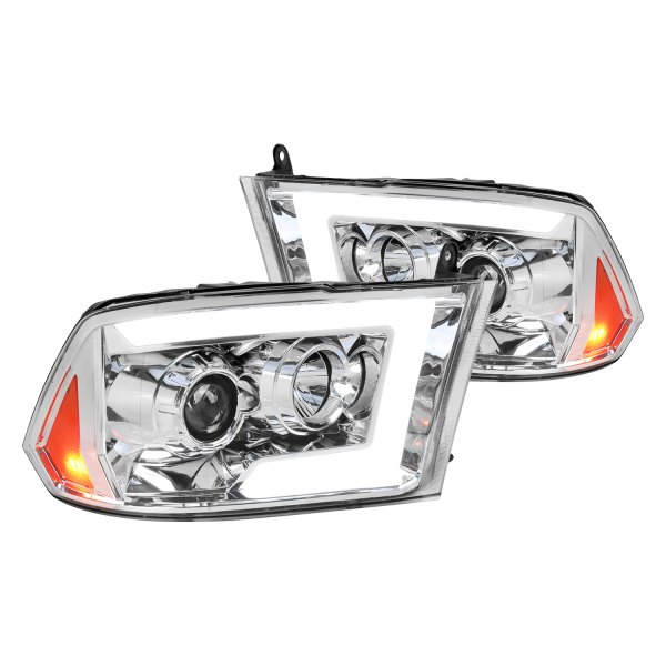 Spec-D® - Chrome LED DRL Bar Projector Headlights, Dodge Ram