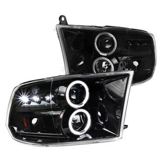 Spec-D® - Driver and Passenger Side Black Dual Halo Projector Headlights with Parking LEDs