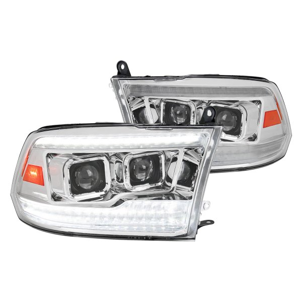 Spec-D® - Chrome Sequential LED DRL Bar Projector Headlights with LED DRL and Sequential Turn Signal, Dodge Ram