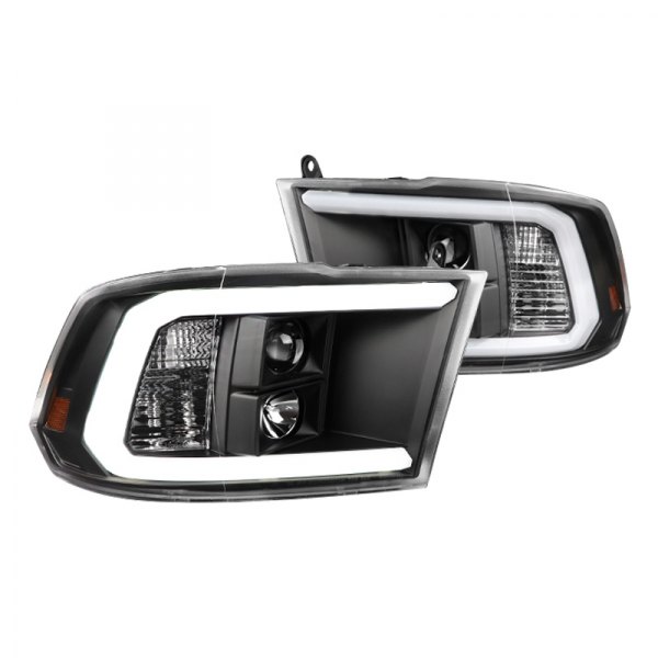 Spec-D® - Black LED DRL Bar Projector Headlights, Dodge Ram