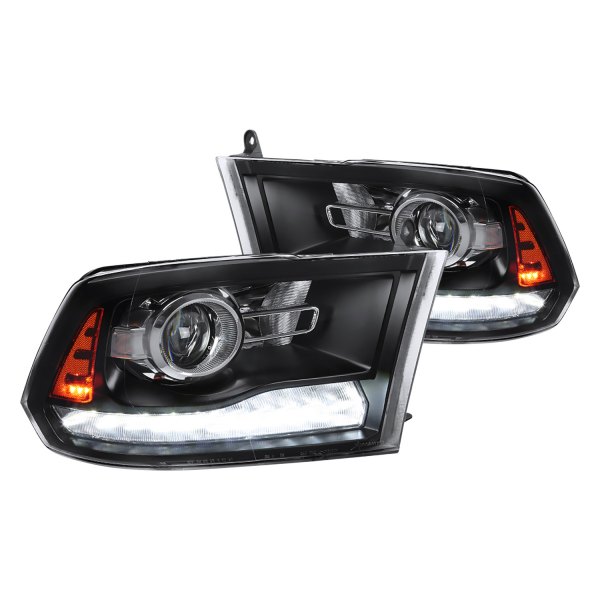 Spec-D® - Matte Black Projector Headlights with Sequential LED DRL, Dodge Ram