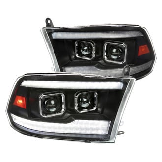 Spec-D® - Driver and Passenger Side Matte Black Sequential LED DRL Bar Projector Headlights