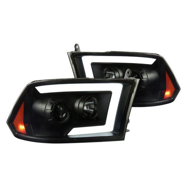 Spec-D® - Matte Black/Smoke LED DRL Bar Projector Headlights, Dodge Ram
