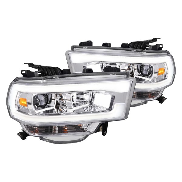 Spec-D® - Chrome LED DRL Bar Projector Headlights, Dodge Ram