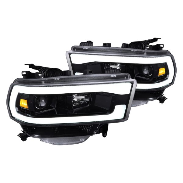 Spec-D® - Jet Black LED DRL Bar Projector Headlights, Dodge Ram