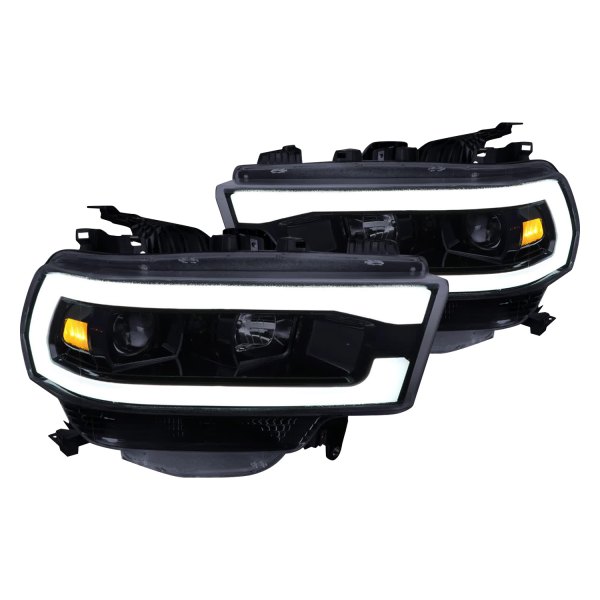 Spec-D® - Jet Black/Smoke LED DRL Bar Projector Headlights, Dodge Ram