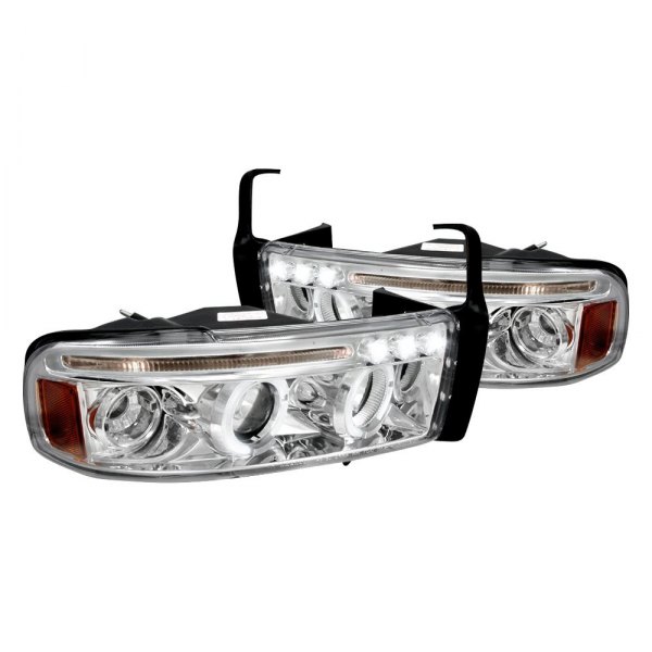 Spec-D® - Chrome Dual Halo Projector Headlights with Parking LEDs, Dodge Ram