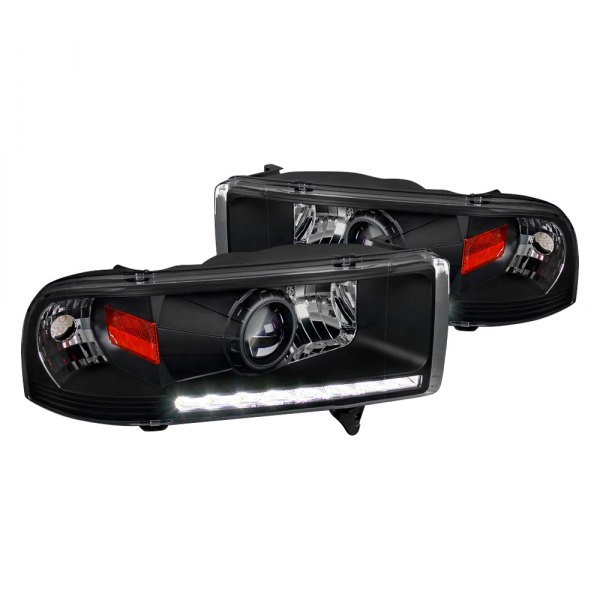Spec-D® - Black Projector Headlights with LED DRL, Dodge Ram