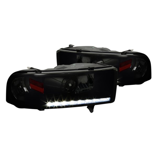 Spec-D® - Black/Smoke Projector Headlights with LED DRL, Dodge Ram