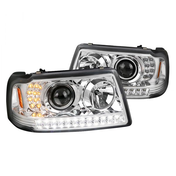 Spec-D® - Chrome Projector Headlights with Parking and Turn Signal LEDs, Ford Ranger