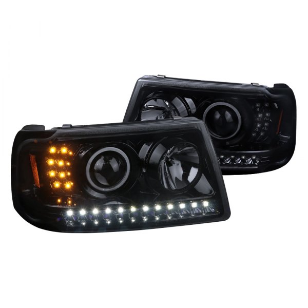 Spec-D® - Gloss Black/Smoke Projector Headlights with Parking and Turn Signal LEDs, Ford Ranger