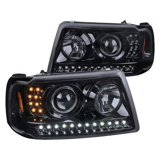 Spec-D® - Driver and Passenger Side Gloss Black/Smoke Projector Headlights with Parking and Turn Signal LEDs
