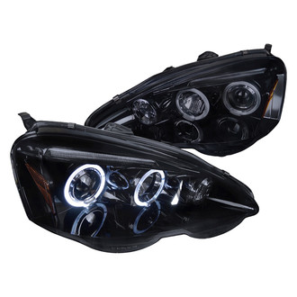 Spec-D® - Driver and Passenger Side Gloss Black/Smoke Dual Halo Projector Headlights with Parking LEDs