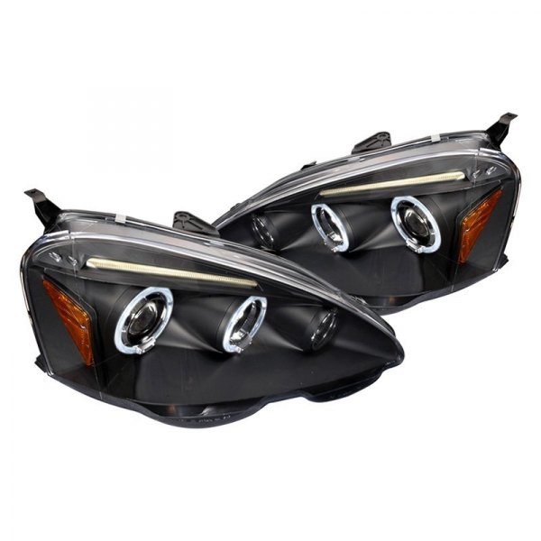 Spec-D® - Black Dual Halo Projector Headlights with Parking LEDs, Acura RSX