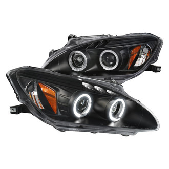 Spec-D® - Driver and Passenger Side Black Dual Halo Projector Headlights with Parking LEDs