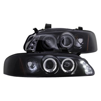 Spec-D® - Driver and Passenger Side Gloss Black/Smoke Dual Halo Projector Headlights with Parking LEDs