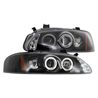 Spec-D® - Driver and Passenger Side Black Dual Halo Projector Headlights with Parking LEDs