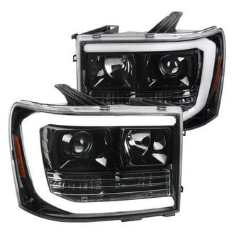 Spec-D® - Driver and Passenger Side Gloss Black LED DRL Bar Projector Headlights