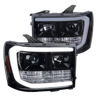 Spec-D® - Driver and Passenger Side Gloss Black/Smoke LED DRL Bar Projector Headlights