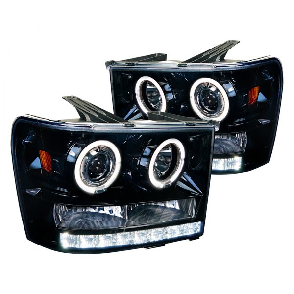 Spec-D® - Gloss Black/Smoke Dual Halo Projector Headlights with LED DRL