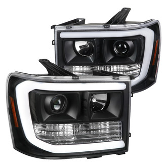 Spec-D® - Driver and Passenger Side Matte Black LED DRL Bar Projector Headlights