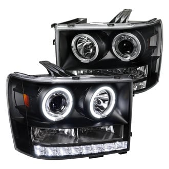 Spec-D® - Driver and Passenger Side Black Dual Halo Projector Headlights with LED DRL