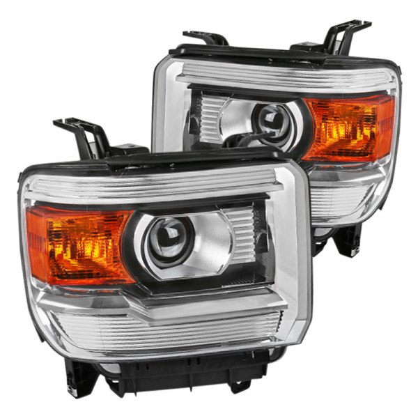 Spec-D® - Black/Chrome Factory Style Projector Headlights with Amber Turn Signal/Corner Light Lens