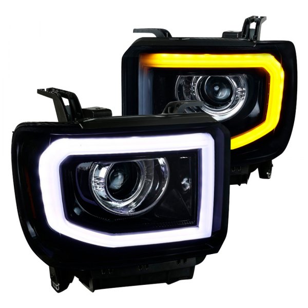 Spec-D® - Gloss Black Switchback LED DRL Bar Projector Headlights