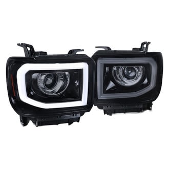 Spec-D® - Driver and Passenger Side Gloss Black Switchback LED DRL Bar Projector Headlights