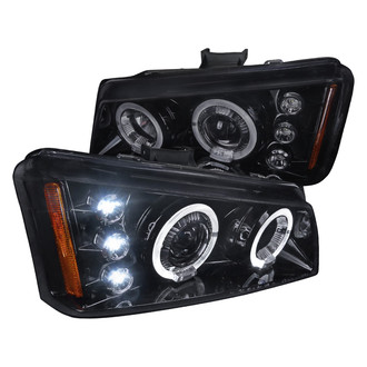 Spec-D® - Driver and Passenger Side Gloss Black/Smoke Dual Halo Projector Headlights with Parking LEDs