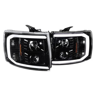 Spec-D® - Driver and Passenger Side Gloss Black LED DRL Bar Projector Headlights