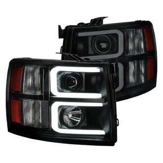 Spec-D® - Driver and Passenger Side Black/Smoke LED DRL Bar Projector Headlights