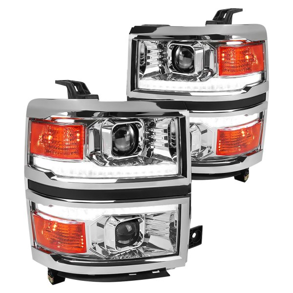 Spec-D® - Chrome Projector Headlights with Sequential LED DRL, Chevy Silverado 1500
