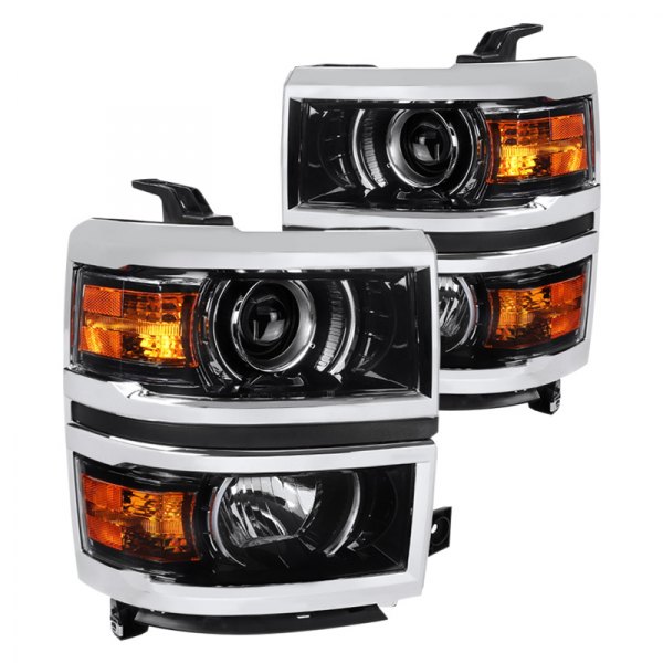 Spec-D® - Gloss Black Projector Headlights, Chevy Silverado 1500