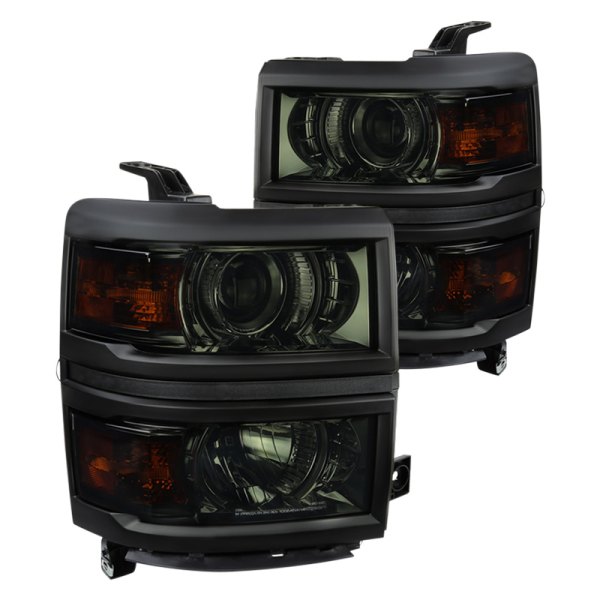 Spec-D® - Chrome/Smoke Projector Headlights, Chevy Silverado 1500