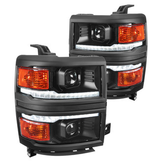 Spec-D® - Driver and Passenger Side Matte Black Projector Headlights with Sequential LED DRL