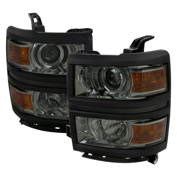 Spec-D® - Black/Chrome/Smoke Projector Headlights, Chevy Silverado 1500