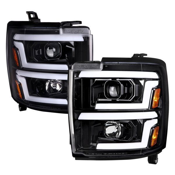 Spec-D® - Glossy Black Sequential LED Light Tube Projector Headlights