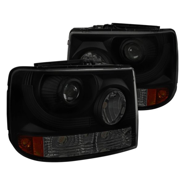 Spec-D® - Black/Smoke Projector Headlights, Chevy Silverado