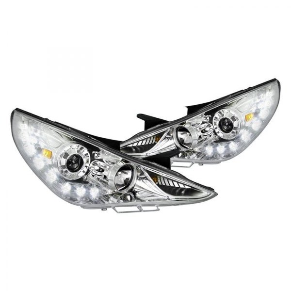 Spec-D® - Chrome Projector Headlights with LED DRL, Hyundai Sonata