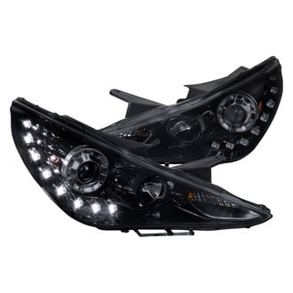Spec-D® - Driver and Passenger Side Gloss Black/Smoke Projector Headlights with LED DRL
