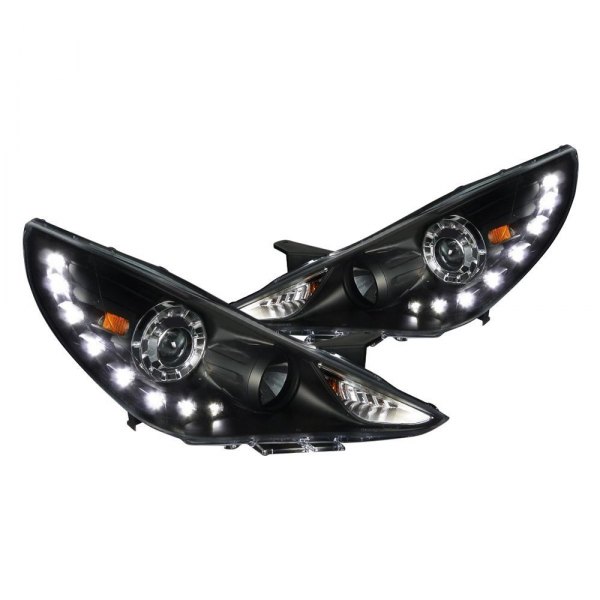 Spec-D® - Black Projector Headlights with LED DRL, Hyundai Sonata