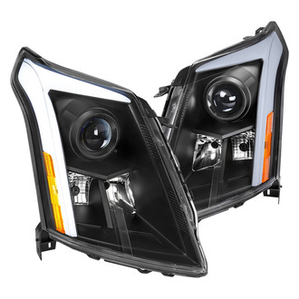 Spec-D® - Driver and Passenger Side Matte Black Sequential LED DRL Bar Projector Headlights