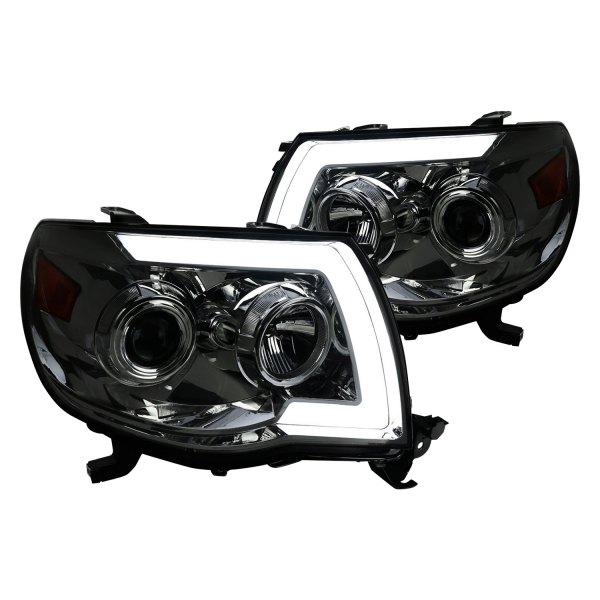 Spec-D® - Chrome/Smoke Sequential LED DRL Bar Projector Headlights, Toyota Tacoma