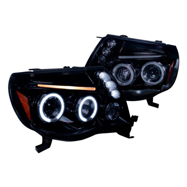 Spec-D® - Black/Smoke Dual Halo Projector Headlights with Parking LEDs, Toyota Tacoma