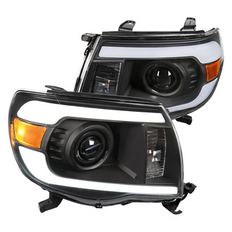 Spec-D® - Driver and Passenger Side Matte Black LED DRL Bar Projector Headlights