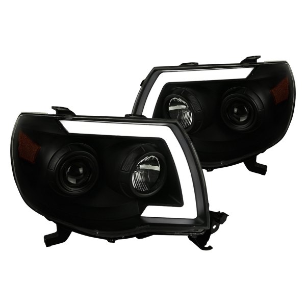 Spec-D® - Matte Black/Smoke Sequential LED DRL Bar Projector Headlights, Toyota Tacoma